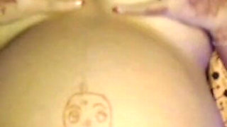 Pregnant Lady Play with Boobs and Big Belly.