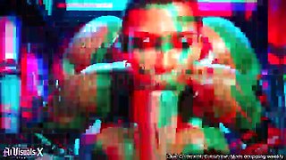 Buxom LATINA Cyberpunk Honies Take Turns on a Large Prick — Fellate & Bumfuck (4K AI Animated)