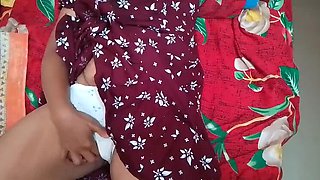 Tamil wife footjob at home - nude long hair village housewife stimulating husband's penis