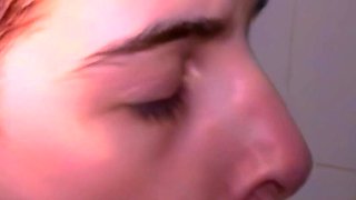 Self Piss Washing Teeth with Cum and Piss