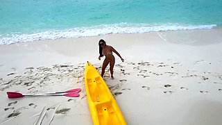 Massive juggs brunette fatty strips and jerks solo