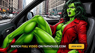 Horny Muscular MILF Dominatrix Fucks in the Car