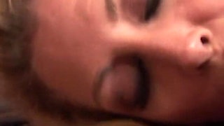 Hunk gets his hard cock swallowed by a blonde then gives her cream pie