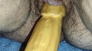 Wooden Dildo In My Girlfriends Cunt