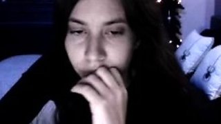 Cute curly brunette solo webcam masturbation