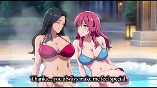 Stepmom and stepsister taking hot bath and pressing togather