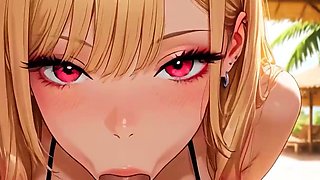 Marin Kitagawa hot sex and messy facial on a private beach
