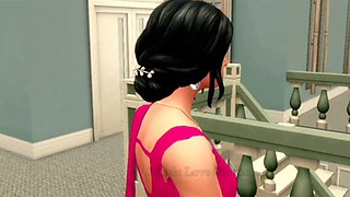 Young Indian girl gets down with her aunty in the kitchen