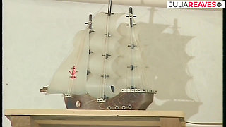 Skinny babe rides a huge cock hard after massage