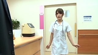 Sexy Japanese nurse Momozono Mirai goes down on her knees to blow