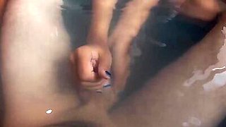Skinny amateur Thai teen Cherry fucked in the bath by a big white cock.
