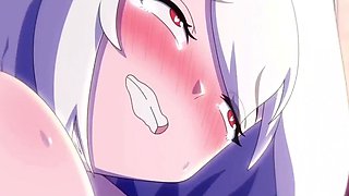 White haired animated chick is getting her tiny pussy creampied several times