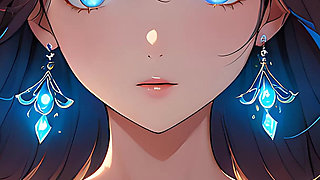 Soft Starlight a Beautiful Young Woman with Glowing Eyes in Animated Style