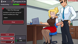 Barely Working - Busty Blonde Fucked by Everyone in the Office - 3D Porn Game