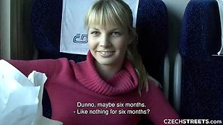 Hot Blonde Teen Rose Delight Gives Blowjob on Train - Public Sex POV