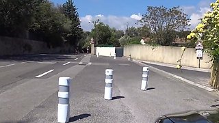 Adeline A French Real Amateur Enjoys POV Blowjob In Car