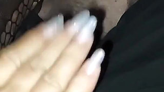 Horny Wife in Nylons Gives Handjob and Footjob to Stranger in the Car