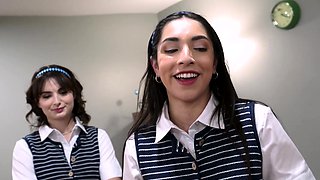 TeamSkeet-Petite Hotties Evie and Madison Ride the School
