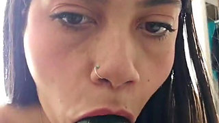 Playing with a delicious cucumber