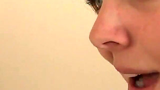 Hot blonde Miss Marie blows up huge cock while masturbating her wet pussy