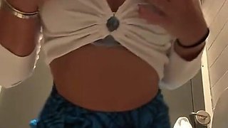 Tattooed Blonde with Big Tits and Hairy Pussy Masturbates in Mcdonald’s Toilet Then Double Fingers Herself to Orgasm