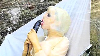 Balloon and latex glove cook jerking fetish