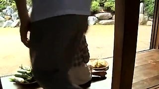 Wild Japanese housewife takes a hard fucking in the outdoors