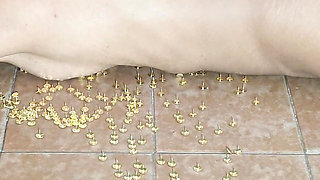 Masochistic Slave Having an Orgasm While Lying on Thumbtacks