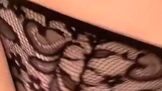 Pussy Rubbing in Lace Panties. Cute Lingerie. Legs in Stockings