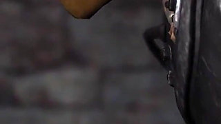 Alien monster fucks hard a sexy hot blonde in the dark dungeon