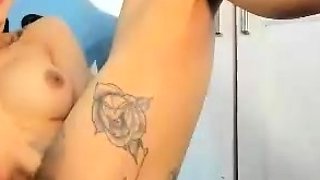 Big Tits Tranny Jerking her Big Hard Cock