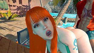 Nami relieving stress at the beach - 3D Animation by VirtualHeaven