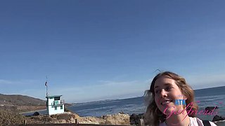 Fiona Peaches Blowjob in Car POV - Amateur Girlfriend Sucks Cock & Takes Cum Load