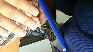 Unknown Brazilian MILF Press My Dick with Her Phone in Public Train - Dick Flashing Touching