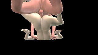 Animated 3D Porn - Asian Man Fucking Beautiful Girl in Missionary Pussy & Ass Creampie