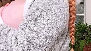 Big Boobed Blonde Masturbates With A Dildo In The Bathroom