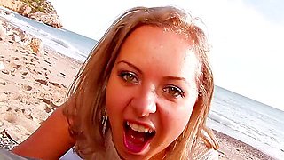 A Slut With Two Soft Breasts And Blonde Hair Is Ready For Some Ass Fucking On The Beach