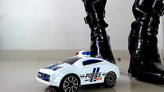 Domme Giantess Latex Boot Stomped Crushed Cop Car