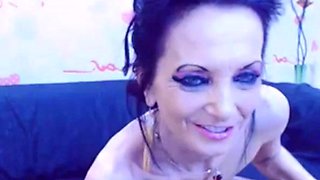 Skinny Granny Pleasures Herself with Dildo on Webcam