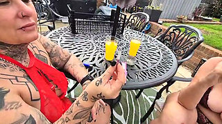 Joolz and Cheyenne Rose smoking in the garden