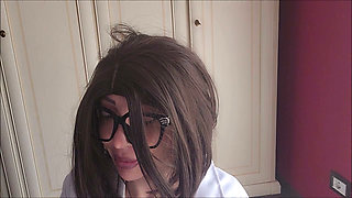 Doctor blows air from her ass