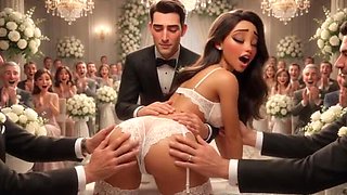 Cuckold Husband Watches Wedding Guests Touch Bride on All Fours – AI Hentai 3D Cartoon
