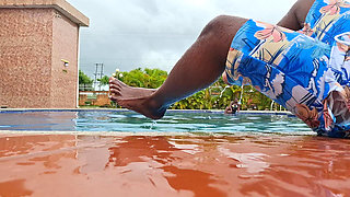 Sperm Floating in the Pool, Hard Sex in the Water, Double Orgasm