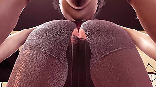 3D Hentai Hot Korean Girl Do-Yun - POV Massage of Big Tits, Tight Ass Licking & Ass Licking In Ripped Nylon Tights
