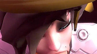 Mercy Sucks Dick on Her Knees in POV Overwatch Parody