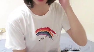 T-girl TingXuan, black stocking, Barefooted oral job