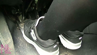 Sensual Pedal Pumping in Black Sneakers