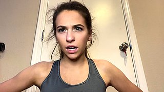 Cute cheerleader knows about your foot fetish and lets you