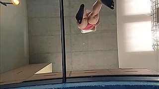 Voyeuring The Big Ass Milf Sexy And Hot Babysitter From The Glass Bottom