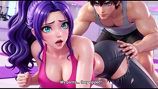 Aiko's tight yoga pants rip right while workout and fucked by yoga trainer